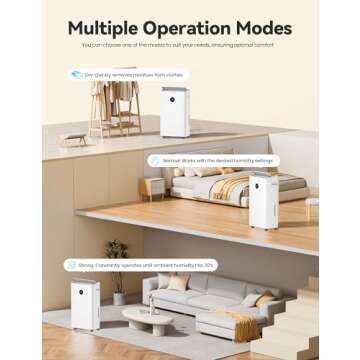 4500 Sq. Ft Dehumidifier for Basement, 50-70 Pints Large Dehumidifiers for Home with drain hose and 5L Water Tank, Moisture Removal for Whole House, Large Room, and Intelligent Humidity Control