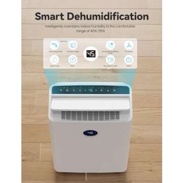 4500 Sq. Ft Dehumidifier for Basement, 50-70 Pints Large Dehumidifiers for Home with drain hose and 5L Water Tank, Moisture Removal for Whole House, Large Room, and Intelligent Humidity Control