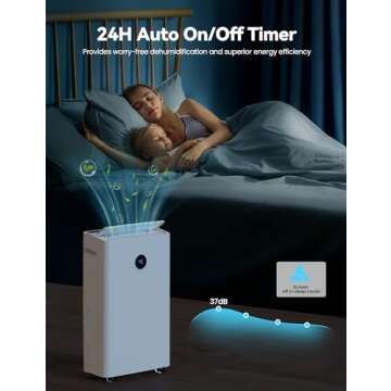 4500 Sq. Ft Dehumidifier for Basement, 50-70 Pints Large Dehumidifiers for Home with drain hose and 5L Water Tank, Moisture Removal for Whole House, Large Room, and Intelligent Humidity Control