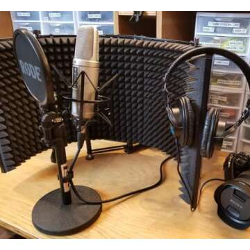 Pyle, Microphone Isolation Shield, Sound Dampening Foam, Studio Quality, Adjustable Mic Depth, Foldi...