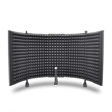 Pyle, Microphone Isolation Shield, Sound Dampening Foam, Studio Quality, Adjustable Mic Depth, Folding Panels, Countertop & Stand Mountable, Includes Removable Shock Mount, Universal Threading