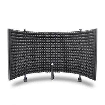 Pyle, Microphone Isolation Shield, Sound Dampening Foam, Studio Quality, Adjustable Mic Depth, Folding Panels, Countertop & Stand Mountable, Includes Removable Shock Mount, Universal Threading