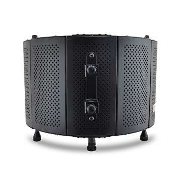 Pyle, Microphone Isolation Shield, Sound Dampening Foam, Studio Quality, Adjustable Mic Depth, Folding Panels, Countertop & Stand Mountable, Includes Removable Shock Mount, Universal Threading
