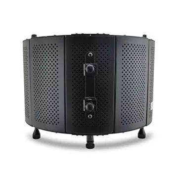 Pyle, Microphone Isolation Shield, Sound Dampening Foam, Studio Quality, Adjustable Mic Depth, Folding Panels, Countertop & Stand Mountable, Includes Removable Shock Mount, Universal Threading