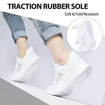 Akk Athletic Running Shoes for Womens - Tennis Workout Walking Gym Comfortable Casual Memory Foam Fashion Sneakers White Size 7