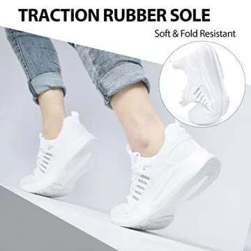 Akk Athletic Running Shoes for Womens - Tennis Workout Walking Gym Comfortable Casual Memory Foam Fashion Sneakers White Size 7