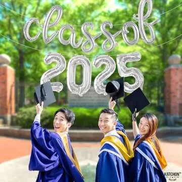 KatchOn Silver Class of 2025 Balloons Banner for Graduation