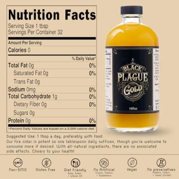 Black Plague Gold Fire Cider - 16oz All-Natural Elixir for Immunity, Gut Health & Wellness: Handcraf...