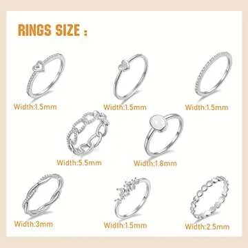 PLOMFOV Stacking Rings Set for Women - Trendy & Dainty