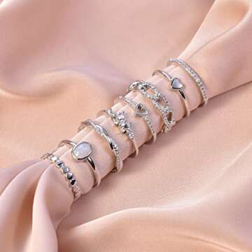 PLOMFOV Stacking Rings Set for Women - Trendy & Dainty