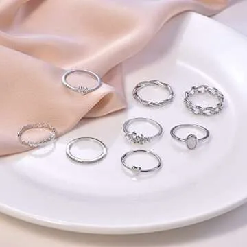 PLOMFOV Stacking Rings Set for Women - Trendy & Dainty