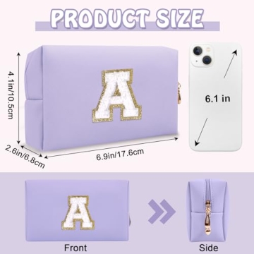 Personalized Initial Preppy Patch Makeup Bag for Travel and Daily Use