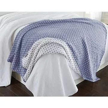 Sterling Creek Dawson Star Muslin Throw Blanket Three Layers Lightweight Breathable Cotton Gauzy Blanket for Adults, All Season (Throw, Blue)