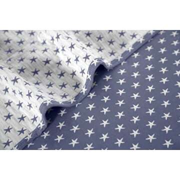 Sterling Creek Dawson Star Muslin Throw Blanket Three Layers Lightweight Breathable Cotton Gauzy Blanket for Adults, All Season (Throw, Blue)