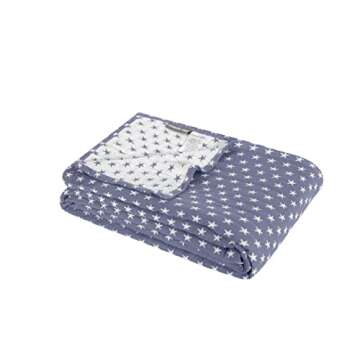 Sterling Creek Dawson Star Muslin Throw Blanket Three Layers Lightweight Breathable Cotton Gauzy Blanket for Adults, All Season (Throw, Blue)