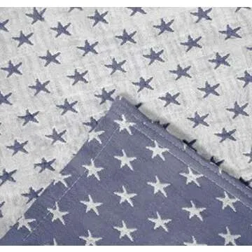 Sterling Creek Dawson Star Muslin Throw Blanket Three Layers Lightweight Breathable Cotton Gauzy Blanket for Adults, All Season (Throw, Blue)