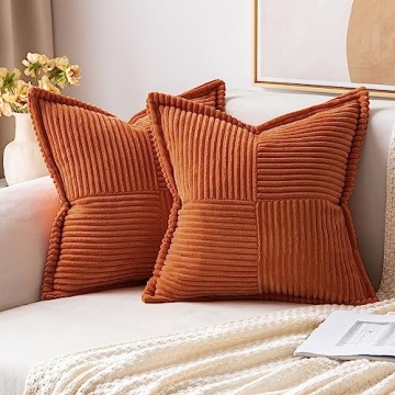 MIULEE 18x18 Inch Corduroy Pillow Covers Set of 2