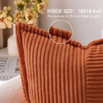 MIULEE 18x18 Inch Corduroy Pillow Covers Set of 2