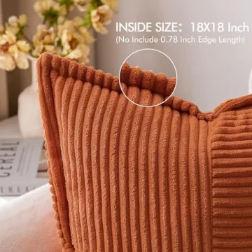 MIULEE 18x18 Inch Corduroy Pillow Covers Set of 2
