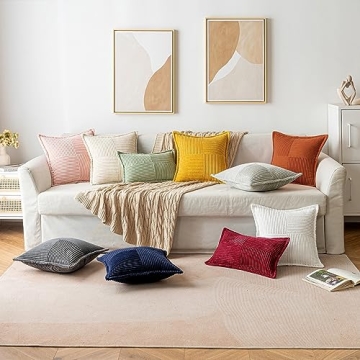 MIULEE 18x18 Inch Corduroy Pillow Covers Set of 2