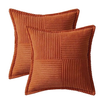 MIULEE 18x18 Inch Corduroy Pillow Covers Set of 2
