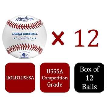 Rawlings | USSSA Baseballs | Competition Grade | ROLB1USSSA | Youth/14U | 12 Count