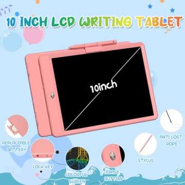 PYTTUR LCD Writing Tablet for Kids 10 Inch Colorful Toddler Drawing Tablet Reusable Doodle Board Ele...