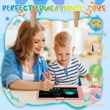 PYTTUR LCD Writing Tablet for Kids 10 Inch Colorful Toddler Drawing Tablet Reusable Doodle Board Electronic Drawing Pads Educational and Learning Kids Toys for Girls(Pink)