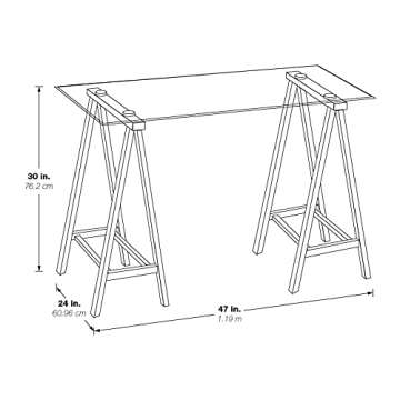 Stylish Middleton Writing Desk with Glass Top & Chrome Base
