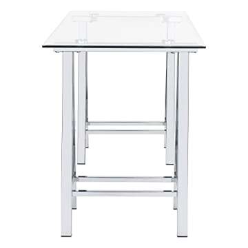 Stylish Middleton Writing Desk with Glass Top & Chrome Base