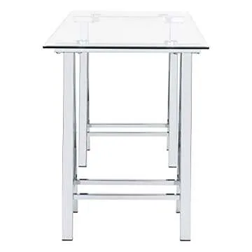 Stylish Middleton Writing Desk with Glass Top & Chrome Base
