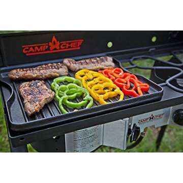 Camp Chef Reversible Griddle - Cast Iron Griddle for Outdoor Cooking & Camping Gear - 14" x 16"