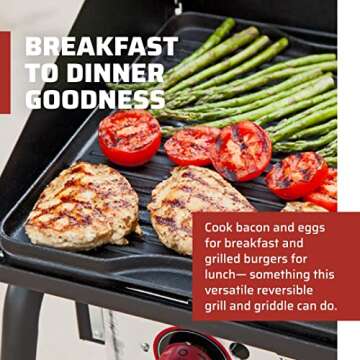 Camp Chef Reversible Griddle - Cast Iron Griddle for Outdoor Cooking & Camping Gear - 14" x 16"