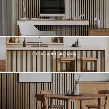 2-Pack Wood Panels for Wall - Acoustic Wood Slat Wall Panels, Soundproof Wooden Paneling for Interio...