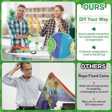 St. Patrick's Day Rainbow Decorations - 12ft Ceiling Hanging Leprechaun Elf Steals Gold Coins Banner...