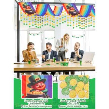 St. Patrick's Day Rainbow Hanging Banner & Gold Coins Decor