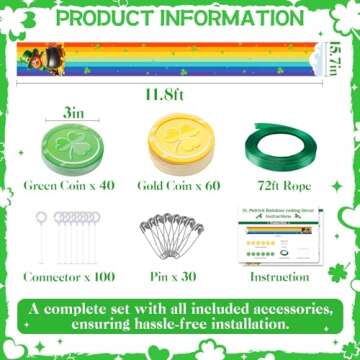 St. Patrick's Day Rainbow Hanging Banner & Gold Coins Decor