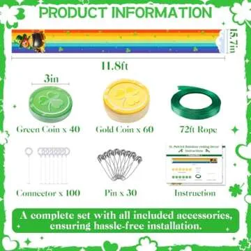 St. Patrick's Day Rainbow Hanging Banner & Gold Coins Decor