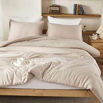 Litanika Khaki Comforter Set Twin/Twin XL Size, 2 Pieces Solid Bedding Comforter Set, All Season Dow...