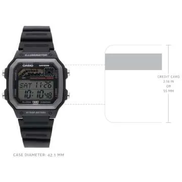 Casio WS1600H Series | Men’s Watch | Sports Design | Black | Stopwatch | Countdown Timer | LED Light with Afterglow | 100M WR | Daily Alarm | Auto Calendar | World Time | 10 Year Battery
