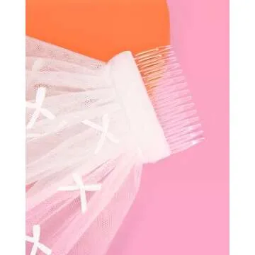 xo, Fetti White Mini Bow Veil for Bachelorette Parties