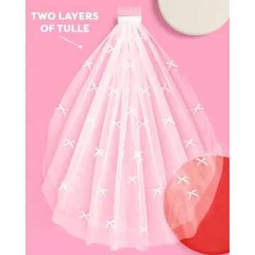 xo, Fetti White Mini Bow Veil for Bachelorette Parties