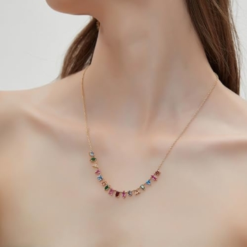 G&G Rainbow Gold Necklace for Women - Stunning CZ Jewelry