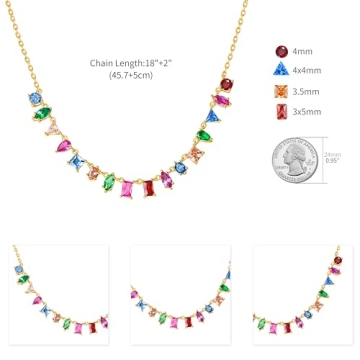 G&G Rainbow Gold Necklace for Women - Stunning CZ Jewelry