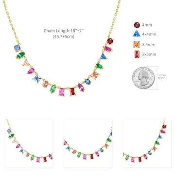 G&G Rainbow Gold Necklace for Women - Stunning CZ Jewelry