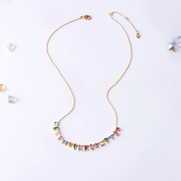 G&G Rainbow Gold Necklace for Women - Stunning CZ Jewelry