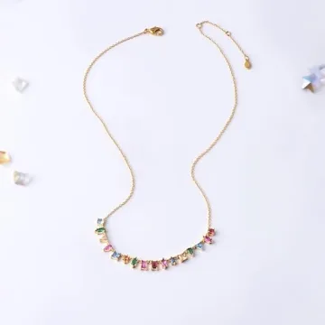 G&G Rainbow Gold Necklace for Women - Stunning CZ Jewelry