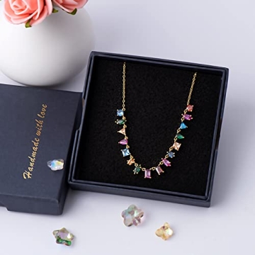 G&G Rainbow Gold Necklace for Women - Stunning CZ Jewelry