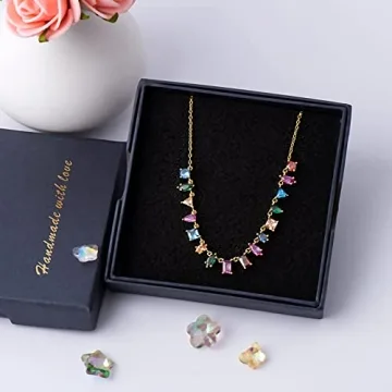 G&G Rainbow Gold Necklace for Women - Stunning CZ Jewelry