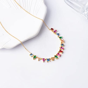 G&G Rainbow Gold Necklace for Women - Stunning CZ Jewelry